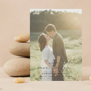 Elegant Modern Vellum Overlay 2 Photo Bröllop Spara Datumet