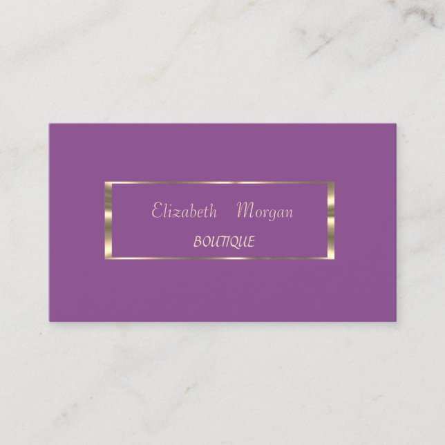 Elegant Modern, Violett, Guld Ram Visitkort (Framsida)
