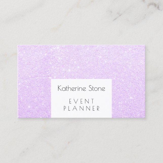 Elegant modern violetta lila glitter-händelsetabel visitkort (Framsida)