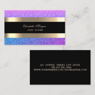 Elegant Modern, Violetta Randiga Glitter Visitkort