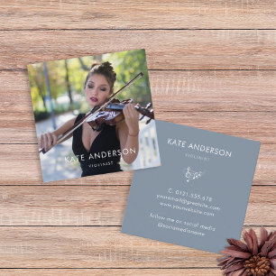Elegant modern violinist musiker foto fyrkantigt visitkort