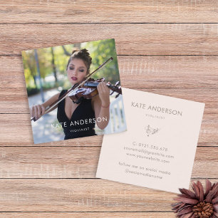 Elegant modern violinist musiker foto fyrkantigt visitkort
