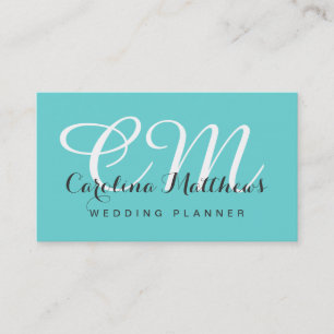 Elegant modern visitkort för MonogramAquablått