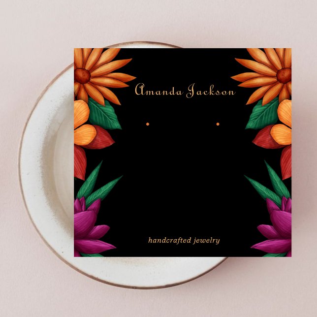 Elegant Modern Visning för färgning av blommor Fyrkantigt Visitkort (Skapare uppladdad)