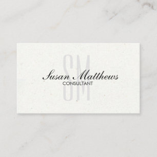 Elegant Modern Vit Enkel Skript Monogram Visitkort
