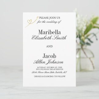 Elegant Modern Vit & Formell Bröllop Inbjudningar