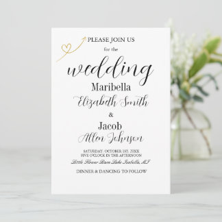 Elegant Modern Vit & Formell Bröllop Inbjudningar