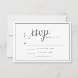 Elegant Modern Vit Grå Bröllops-RSVP OSA Kort