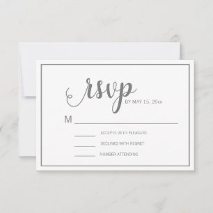 Elegant Modern Vit Grå Bröllops-RSVP OSA Kort
