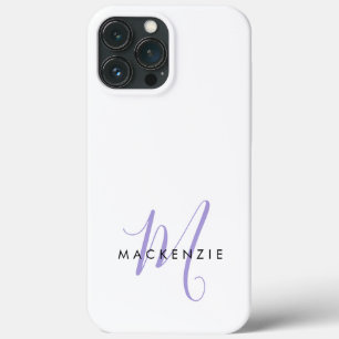 Elegant Modern Vit Lavendel Skript Monogram