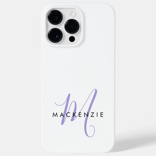 Elegant Modern Vit Lavendel Skript Monogram (Baksida)