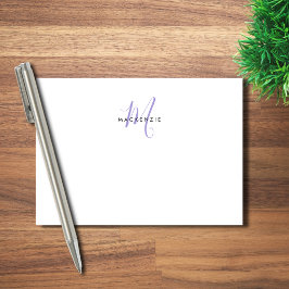 Elegant Modern Vit Lavendel Skript Monogram Post-it Block