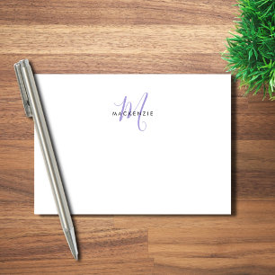 Elegant Modern Vit Lavendel Skript Monogram Post-it Block
