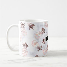 elegant modern vit marmor, ananas ro guld kaffemugg