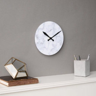 Elegant Modern Vit Marmor Rund Klocka