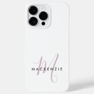 Elegant Modern Vit Rosa Blush Skriftmonogram