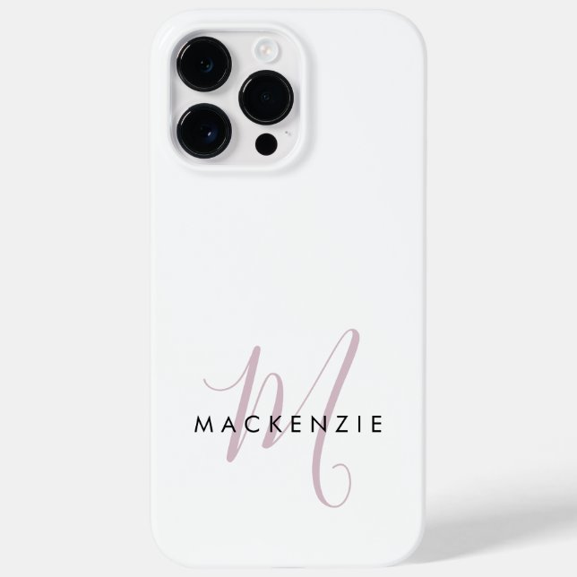 Elegant Modern Vit Rosa Blush Skriftmonogram (Baksida)