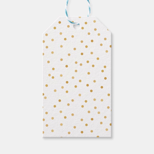 Elegant Modern Vita Guld-konfetti-punkter Presentetikett (Framsidan)