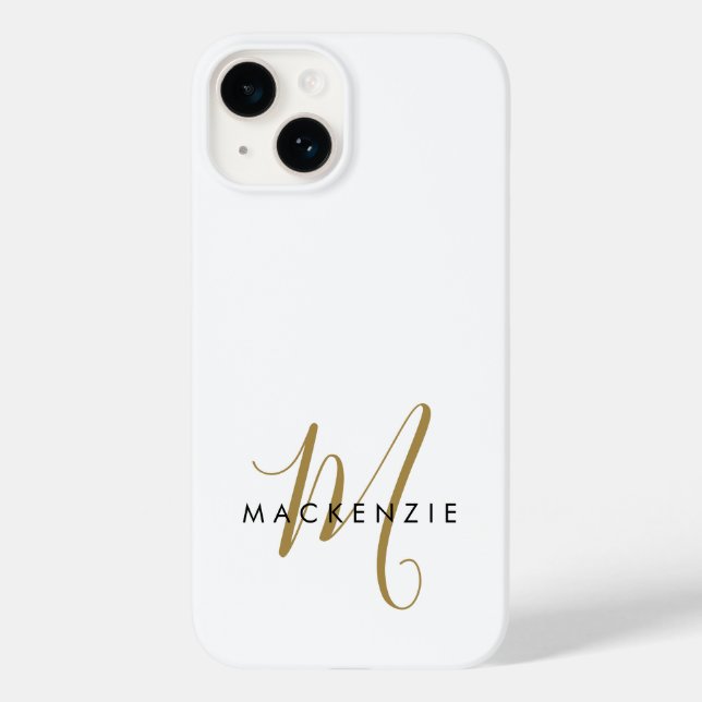 Elegant Modern Vitguld Script Monogram (Baksida)