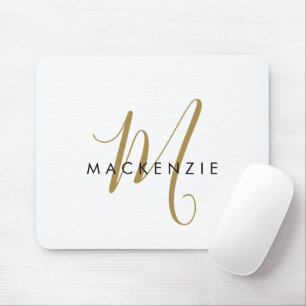 Elegant Modern Vitguld Script Monogram Musmatta