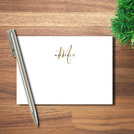 Elegant Modern Vitguld Script Monogram Post-it Block