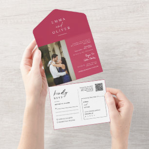 Elegant Modern Viva Magenta QR Code Photo RSVP