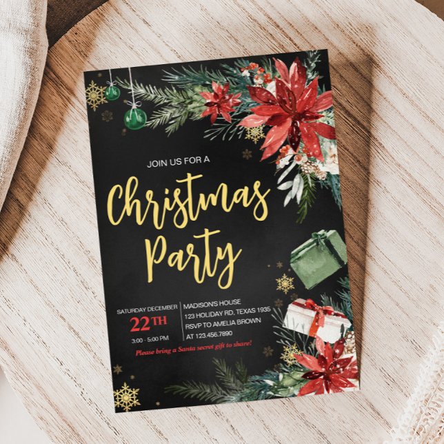 Elegant Modern Vuxen - jul Party Inbjudningar (Modern Elegant Adult Company Christmas Party Invitation)