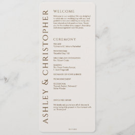 Elegant Modern Walnut Brown Bröllop Program