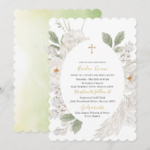 Elegant Modern Watercolor Angel Baptism Inbjudningar