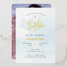 Elegant Modern Watercolor Baby Photo Baptism