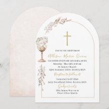 Elegant Modern Watercolor Beige Angel Baptism