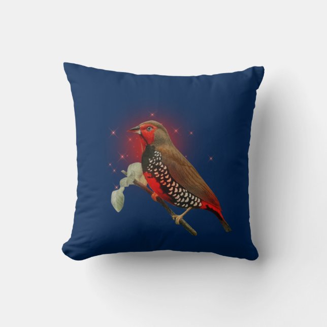 Elegant Modern Watercolor Bird Blue Kudde (Framsida)