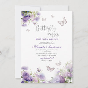 Elegant Modern Watercolor Butterfly kisses Baby S Inbjudningar
