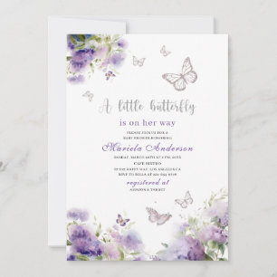 Elegant Modern Watercolor Butterfly kisses Baby S Inbjudningar
