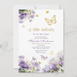 Elegant Modern Watercolor Butterfly kisses Baby S Inbjudningar