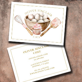 Elegant Modern Watercolor Chef Caterer Baker Visitkort