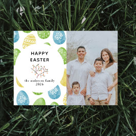 Elegant Modern Watercolor Eggs Happy Easter Photo Julkort
