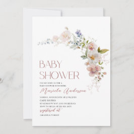 Elegant Modern Watercolor Flowers Baby Shower Inbjudningar