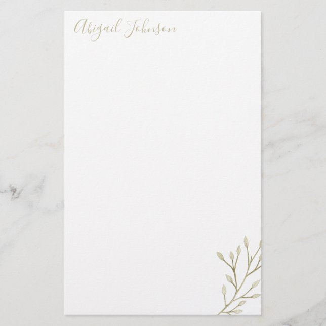 Elegant Modern Watercolor Greenery Stationery (Framsida)