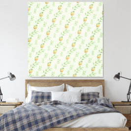 Elegant Modern Watercolor Leaves Pattern GREEN  Canvastryck