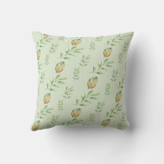 Elegant Modern Watercolor Leaves Pattern GREEN  Kudde