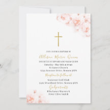 Elegant Modern Watercolor Rosa Blommigt Baptism