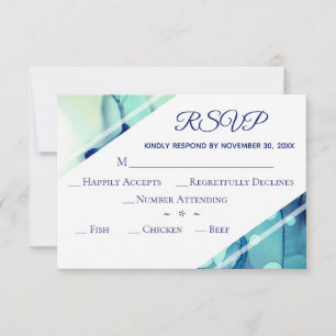 *~* Elegant Modern Watercolor Teal OSA Bröllop Kort