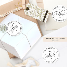 Elegant, Modern Wedding Envelope Seal/Favor Runt Klistermärke