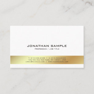 Elegant Modern White and Guld Professionell Plain Visitkort