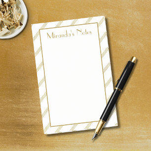 Elegant Modern White Doged Guld Linjer Post-it Block