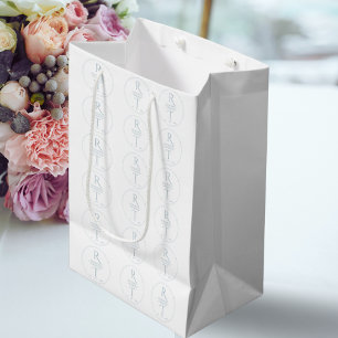Elegant Modern White Grått Monogram Bröllop