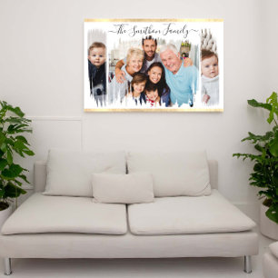 Elegant Modern White & Guld Lägg till din fotofami Poster