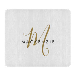 Elegant Modern White Guld Script Monogram