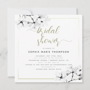 Elegant Modern White Magnolia Square Möhippa Inbjudningar